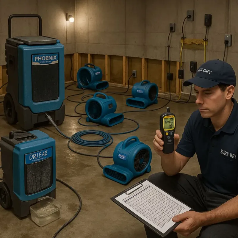 Structural Drying and Dehumidification process in Wilmington Manor, DE